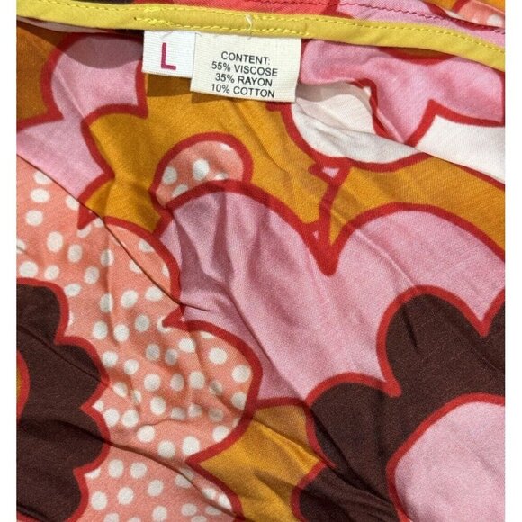 Celia B Sz L Skirt Kosh Orange Patchwork Retro Boho 50's Vintage Midi CeliaB New - Picture 7 of 7